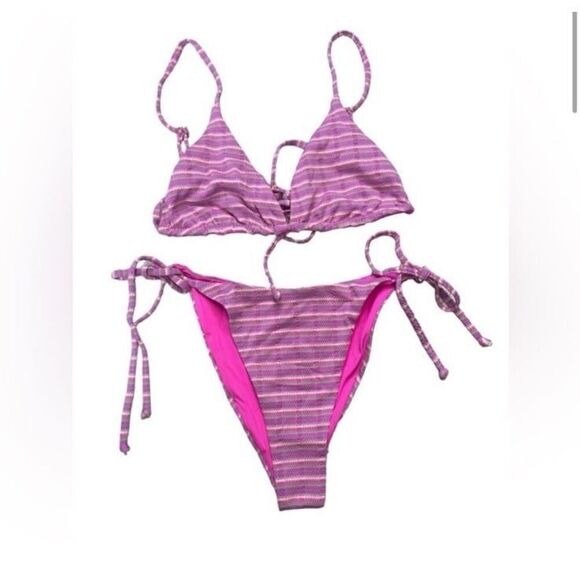 L*Space Electric Pique Stripe Brittany/Lennox Bikini L - Picture 6 of 8